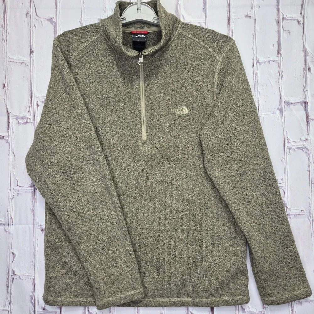 The North Face Pullover Tan Heather Gordon Lyons Quarter Zip Sweater Mens Small